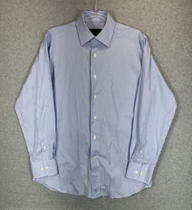 David Donahue Shirt Mens 16 32/33 Blue Check Trim Fit Button Down Cotton Dress - Picture 1 of 13
