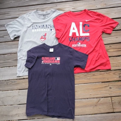 Cleveland Indians MLB Apparel Lot 3 Fan T Shirts Mens XL, Nike, Majestic - Image 1 of 4