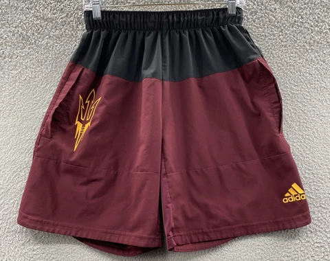 Adidas ASU Sun Devils Shorts Adult Medium Maroon Black Athletic Running 9” Mens Cover
