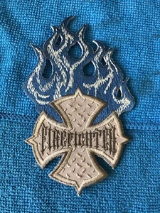 American Fire Fighter Blue Flames Patch - Picture 1 of 2