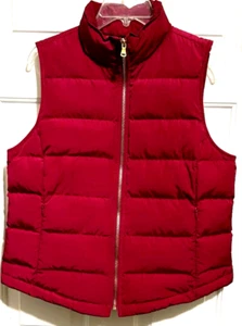 Talbots Sz Mp Cranberry Duck Down Feather Filled Quilted Puffer Vest Full Zip - Picture 1 of 8