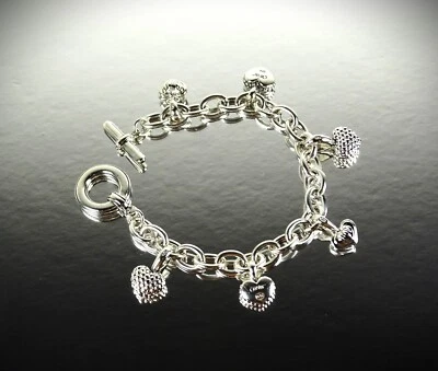 LAGOS Caviar Sterling Silver Six Heart Charms Chain Bracelet - Image 1 of 4