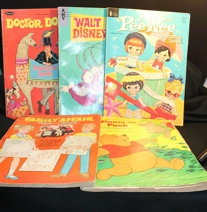 Coloring Books Lot of 5 - Used -Doctor Dolittle, PeeWee, Family Affair, & Disney - Picture 1 of 7