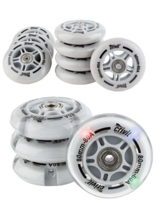 CRIVIT Inliner Rollen 8 / 4 Ersatzrollen Kugellager Inlineskates LED ABEC7 72-90mm