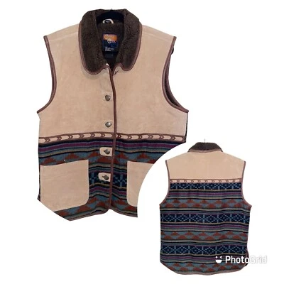 Chaleco Cripple Creek Mujer Grande Cuero Gamuza Azteca Boho Oeste Suroeste Foto 1 de 4