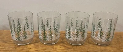 4- Libby Verde y Blanco Invierno Árboles de Navidad Gafas Antiguas Foto 1 de 4