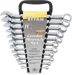 Juego de llaves combinadas pulidas SAE de 11 piezas Titan 17311 - Imagen 1 de 1