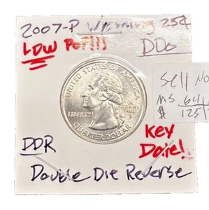 Key Date Double Die FS-801 2007 P Wyoming State Quarter Error DDO/DDR AU - Picture 1 of 24
