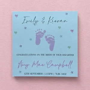 Tarjeta personalizada o felicitaciones por nacimiento de una nueva hija/hijo - Imagen 1 de 10