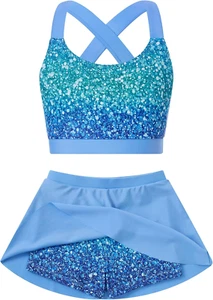 Little Girls Two Piece Tankini Swimsuit Summer Boyshort Bathing Suit Beach Rash - Picture 1 of 32