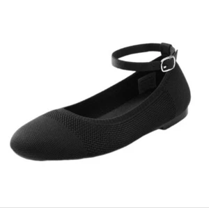 Burudani Women's Black Round Toe Flat Shoes Removable Ankle Strap Size 7.5 - Picture 1 of 15