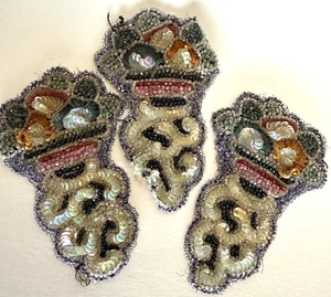 Lot of 3 - Vintage 1940’s Sequin & Glass Bead Appliqués - Picture 1 of 9
