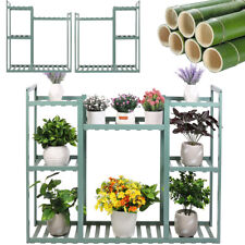 Garden Window Plant Pot Stand Elegant Flower Display Corner Shelf Bluish Coated