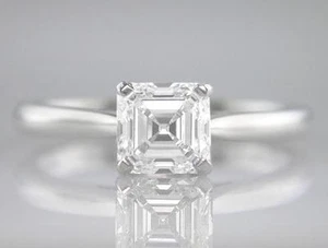 Diamond Asscher Cut Solitaire Ring 1.00ct Certified D IF VG Platinum Engagement - Picture 1 of 1