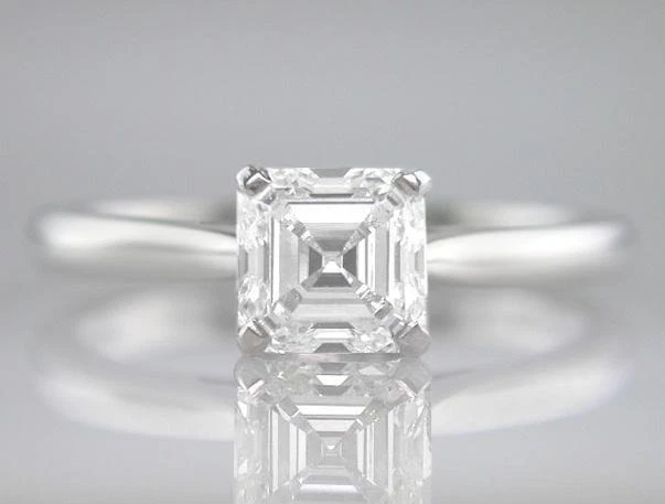 Diamond Asscher Cut Solitaire Ring 1.00ct Certified D IF VG Platinum Engagement - Image 1 of 1