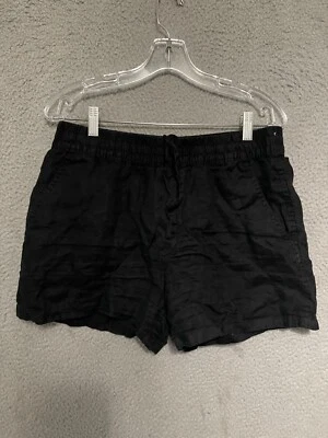 Pantalones Cortos Zara Mujer Lino Negros Talla Grande Cordón Adulto Elastizados Foto 1 de 4