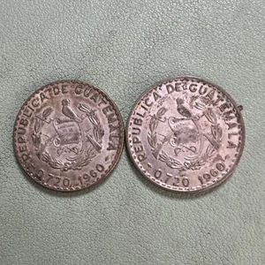 Guatemala; Silver 25 Centavos 1960 KM#263 Type 1 and Type 2 - Picture 1 of 8