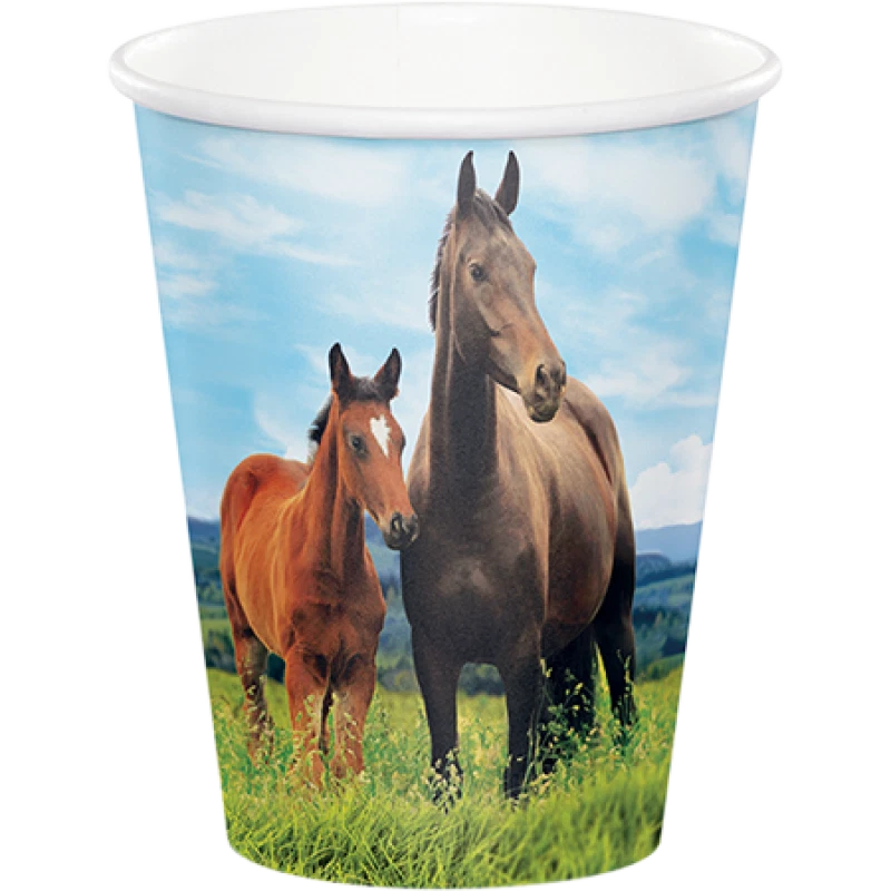 Melbourne Cup Party Supplies Horse and Pony Party Cups 8 Pack Paper 266ml  - Image 1 of 1