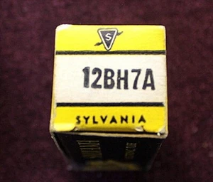 New Boxed 12BH7A SYLVANIA "Square" Getter/Long Plate Grey, U.S.A Preamp NOS, - Picture 1 of 2