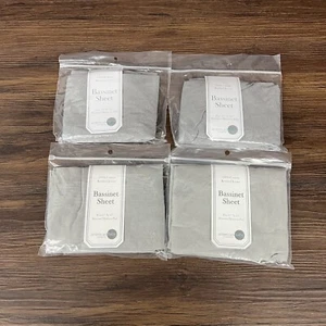 Lot of 4 Bassinet Sheet sets grey American company - Picture 1 of 11