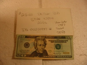 FANCY 2006  20 TWENTY DOLLAR FEDERAL RESERVE NOTE IG 05501987 * LUCKY DATE - Picture 1 of 2