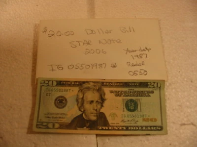 FANCY 2006  20 TWENTY DOLLAR FEDERAL RESERVE NOTE IG 05501987 * LUCKY DATE - Image 1 of 2