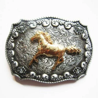 PIRATE OUTFITTERS Buckle Pferd, 24 ct. Goldauflage, Western, Mustang, Pony, Gürtelschnalle