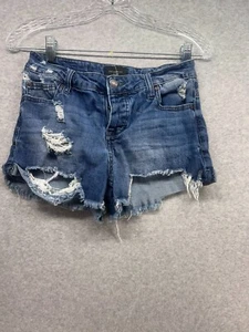 Celebrity Pink Womens Jean Shorts Size 1 Medium Wash Distressed Pockets Button - Picture 1 of 8
