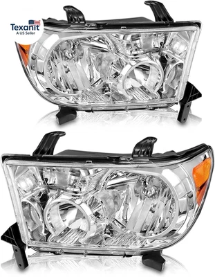 Headlights sembly Compatible 2007 2008 2009 2010 2011 2012 2013 Toyota Tundra (W - Image 1 of 4