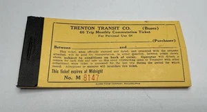 Trenton Transit Company 60 Trip Commutation Ticket (Buses) 1930-1939 - Picture 1 of 5