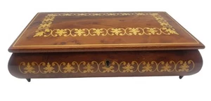 Wooden Inlay Sorrento Made in Italy REUGE Music Jewelry Box Vintage WORKS - Picture 1 of 11