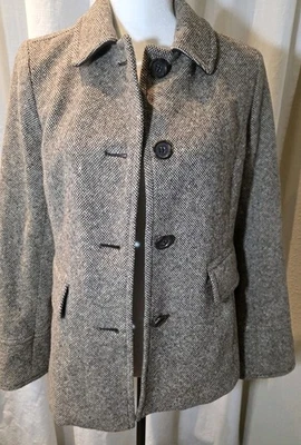 Banana Republic с подкладкой шерсти коричневый желтовато-коричневый Tweed куртка Blazer женщин размер средний  - Изображение 1 из 4