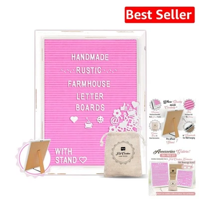 Pink Felt Letter Board with Rustic Frame - Baby Announcement Sign 12x16 - Image 1 of 4