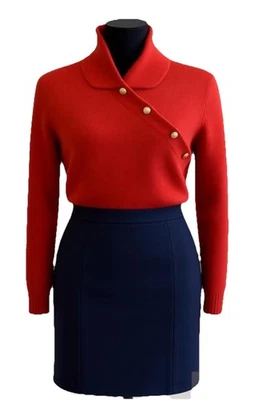 Suéter Pesado Henley Algodón Rojo Ralph Lauren De Colección: Acento Botón Dorado Foto 1 de 4