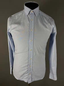 Hackett London Mens Shirt Button Up Long Sleeve Slim Striped Blue Size S - Picture 1 of 13
