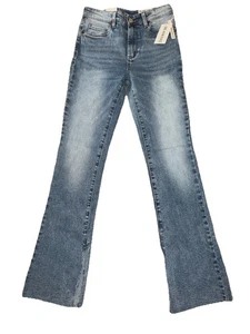 Pantalones de mezclilla BLANKNYC The Hoyt High Ride mini acampanados para mujer 26 elásticos azules NUEVO - Imagen 1 de 6