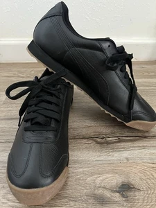 Puma Roma Classic Black Gum Leather Low Mens Shoes Sneakers Size 11.5 US 10.5 UK - Picture 1 of 9