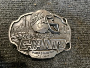 Hebilla de cinturón vintage del Campeonato de los Gigantes de Nueva York 1986 Superbowl Champs Metal - Imagen 1 de 2