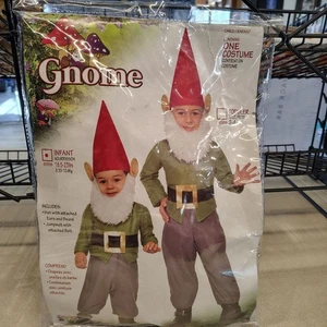 Costume gnomo giardino neonato rubini 6-12 mesi adorabile cappello elfo barba e maglione - Foto 1 di 9