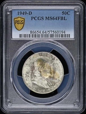 1949-D 50C Franklin Half Dollar PCGS MS64FBL - Image 1 of 2