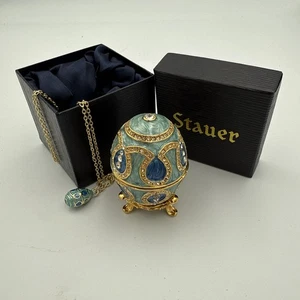 Scatola e supporto uova vintage STAUER Alexandra con collana abbinata 34521 nuovo con scatola - Foto 1 di 2