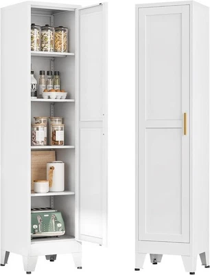 Armario de almacenamiento de baño estrecho de metal 67" H con 3 estantes ajustables para cocina Foto 1 de 3