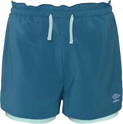 Pantalón Corto para Correr Umbro Niñas 2 en 1 Mediano, Azul Coral/Cáscara de Huevo  Foto 1 de 4