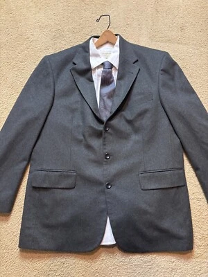 Oscar De La Renta Wool Cashmere Charcoal Blazer Sport Coat Suit Jacket Men's 44R - Image 1 of 4