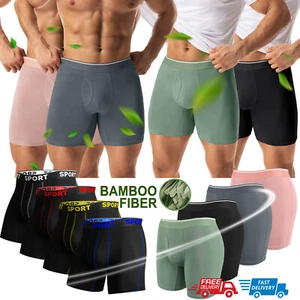 4-6 Pack Mens Boxer Briefs (Longer) Bamboo Underwear Shorts Set Underpants Brief - Picture 1 of 42