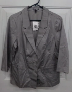 Fashion Bug Women's Size 10 Gray 3/4 Sleeve 3 Button Blazer NEW - Picture 1 of 3