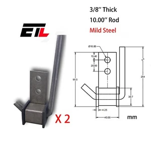 2Pcs 3/8'' Thick 10.00'' Rod Mild Steel Includes rubber mounting grommet - Picture 1 of 1