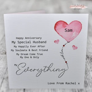 Personalised Anniversary Card Husband Boyfriend Wife Girlfriend Romantic - Picture 1 of 9