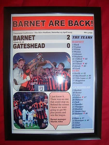 Barnet 2 Gateshead 0 - Barnet champions - 2015 - framed print - Picture 1 of 2