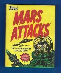 MARS ATTACKS 50TH ANNIVERSARY BOOK WITH 4 SPECIAL BONUS CARDS - NEW OLD STOCK